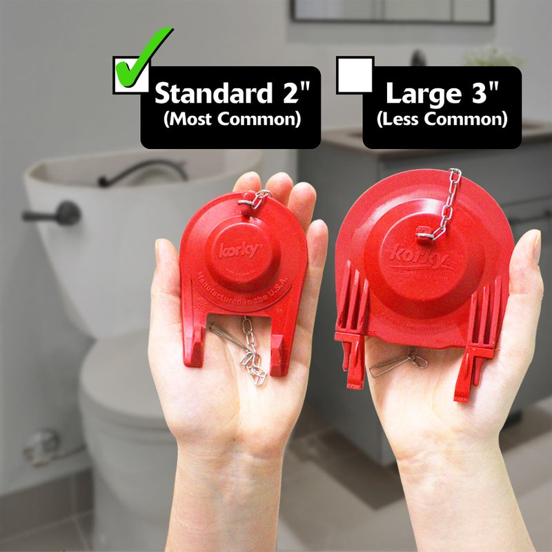Korky 2017BP Standard 2-Inch 2X Ultra High Performance Universal Long Lasting Rubber-Easy to Install-Made in USA Toilet Flapper, 1 Count (Pack of 1), Red - Image 2